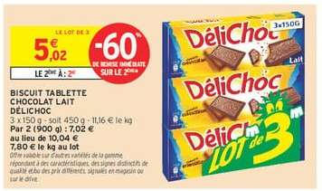 Biscuit Tablette Chocolat Lait Délichoc