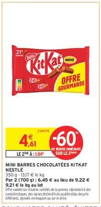Mini Barres Chocolatées KitKat Nestlé