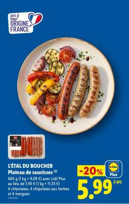 L'ÉTAL DU BOUCHER Plateau de saucisses