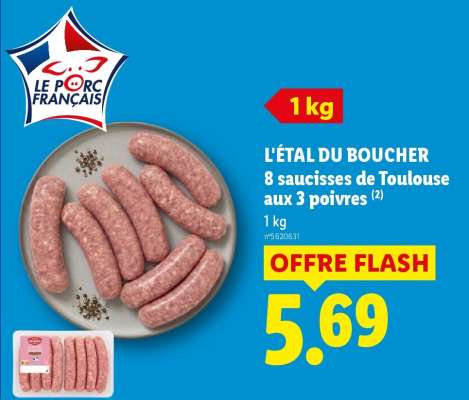 L'ETAL DU BOUCHER 8 saucisses de Toulouse aux 3 poivres