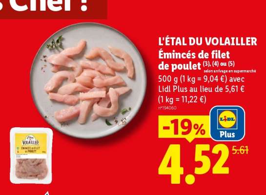 ÉMINCÉS DE FILET DE POULET