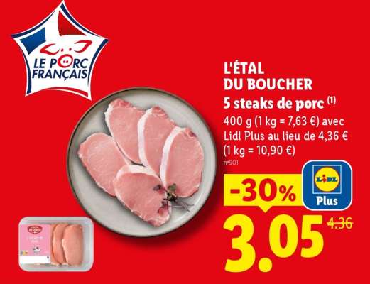 5 steaks de porc