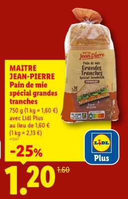MAITRE JEAN-PIERRE Pain de mie spécial grandes tranches