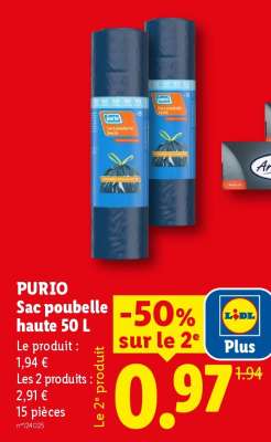Purio sac poubelle haute 50 L