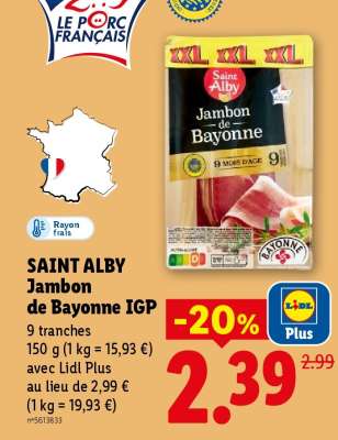 SAINT ALBY Jambon de Bayonne IGP