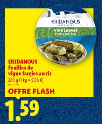 ERIDANOUS Feuilles de vigne farcies au riz