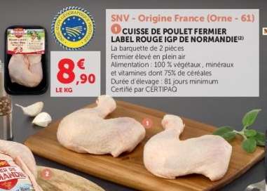 Cuisse de Poulet Fermier Label Rouge IGP de Normandie