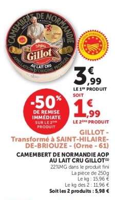 Camembert de Normandie AOP au lait cru Gillot
