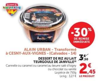 DESSERT DE RIZ AU LAIT TEURGOULE DE JANVILLE