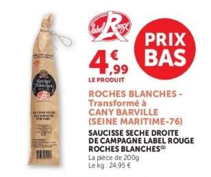 SAUCISSE SECHE DROITE DE CAMPAGNE LABEL ROUGE ROCHES BLANCHES