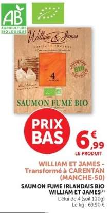 SAUMON FUME IRLANDAIS BIO WILLIAM ET JAMES