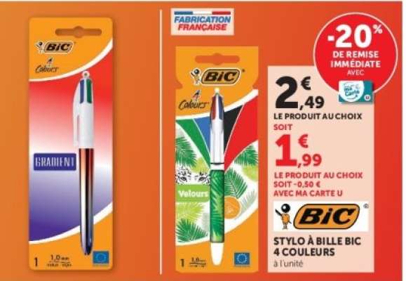 Stylo à bille BIC 4 couleurs