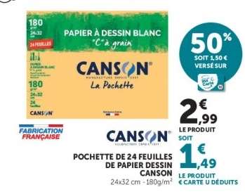 POCHETTE DE 24 FEUILLES DE PAPIER DESSIN CANSON