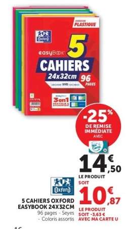 5 CAHIERS OXFORD EASYBOOK 24X32CM