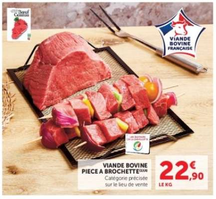 Viande bovine : pièce à brochette