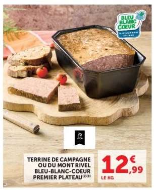 TERRINE DE CAMPAGNE OU DU MONT RIVEL BLEU-BLANC-COEUR PREMIER PLATEAU