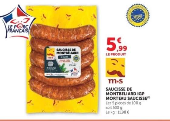 SAUCISSE DE MONTBELIARD IGP MORTEAU SAUCISSE