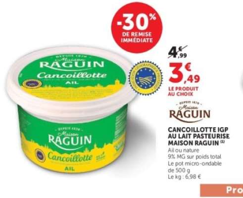 Cancoillotte IGP au lait pasteurisé Maison Raguin