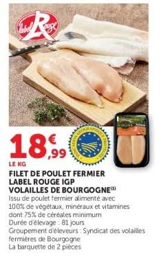 Filet de poulet fermier Label Rouge IGP volailles de Bourgogne
