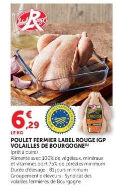 POULET FERMIER LABEL ROUGE IGP VOLAILLES DE BOURGOGNE