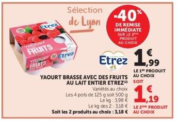 YAOURT BRASSÉ AVEC DES FRUITS AU LAIT ENTIER ETREZ