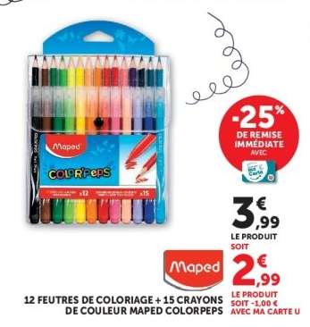 12 feutres de coloriage + 15 crayons de couleur Maped Colorpeps
