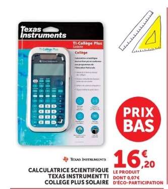 Calculatrice Scientifique Texas Instrument TI Collège Plus Solaire