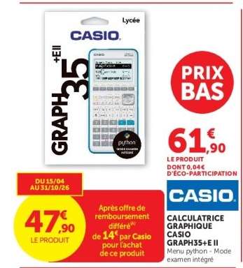 CALCULATRICE GRAPHIQUE CASIO GRAPH35+E II