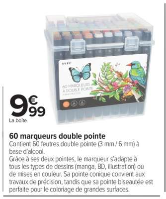 60 marqueurs double pointe