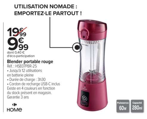 Blender portable rouge