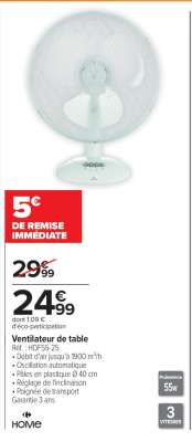 Ventilateur de table