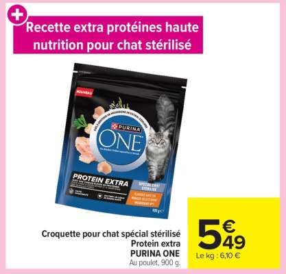 Croquette pour chat spécial stérilisé Protein extra PURINA ONE