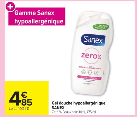 Gel douche hypoallergénique SANEX