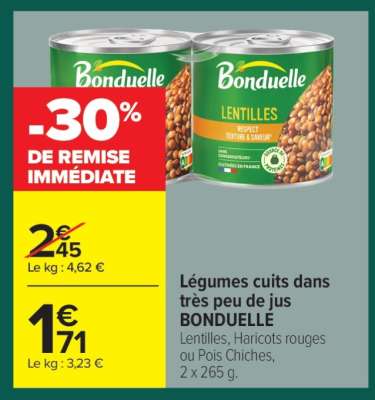 BONDUELLE Légumes cuits dans très peu de jus