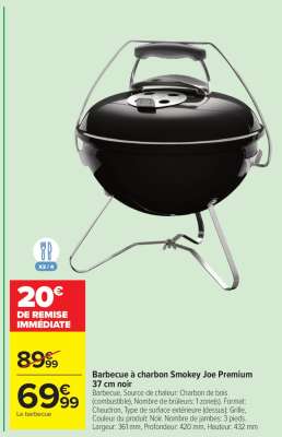 Barbecue à charbon Smokey Joe Premium 37 cm noir
