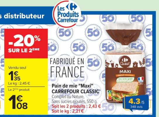 Pain de mie MAXI Carrefour Classic