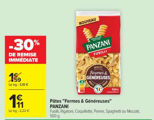 Pâtes "Fermes & Généreuses" PANZANI