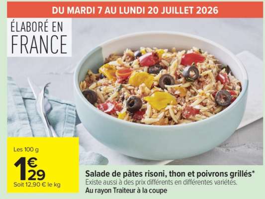 Salade de pâtes risoni, thon et poivrons grillés