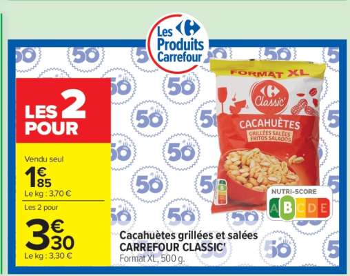 Cacahuètes grillées et salées CARREFOUR CLASSIC’
