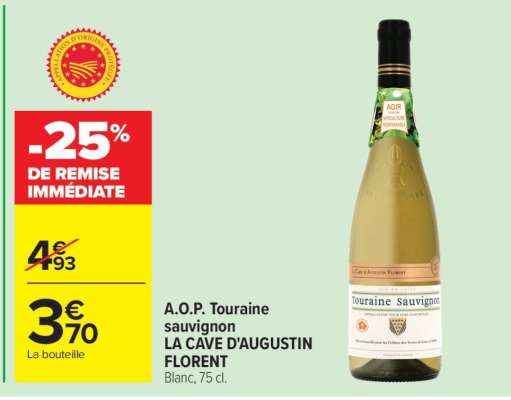 A.O.P. Touraine sauvignon LA CAVE D’AUGUSTIN FLORENT