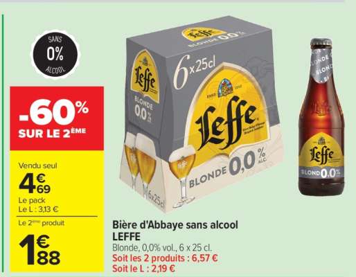 Bière d'Abbaye sans alcool LEFFE