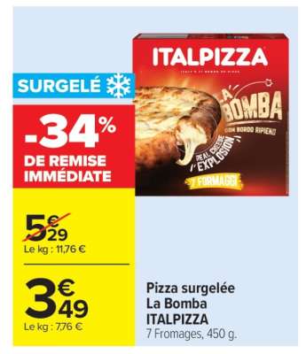 Pizza surgelée La Bomba ITALPIZZA