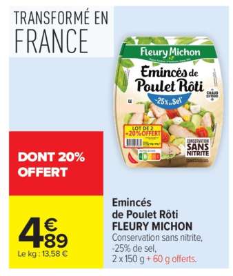 Émincés De Poulet Rôti Fleury Michon