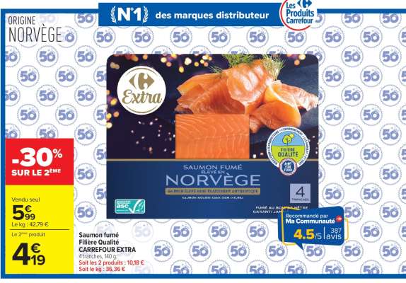 Saumon fumé Filière Qualité Carrefour EXTRA
