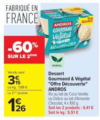 Dessert Gourmand & Végétal "Offre Découverte" ANDROS