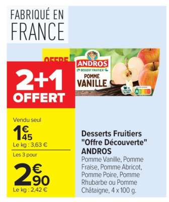 Desserts fruitiers "Offre Découverte" ANDROS