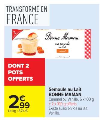 Semoule au Lait BONNE MAMAN