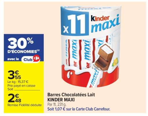 Barres Chocolatées Lait KINDER MAXI