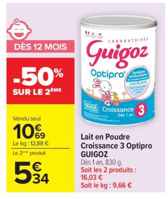 Lait en Poudre Croissance 3 Optipro GUIGOZ