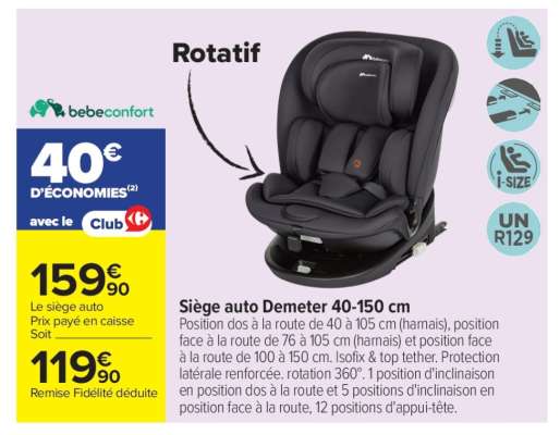 Siège auto Demeter 40-150 cm